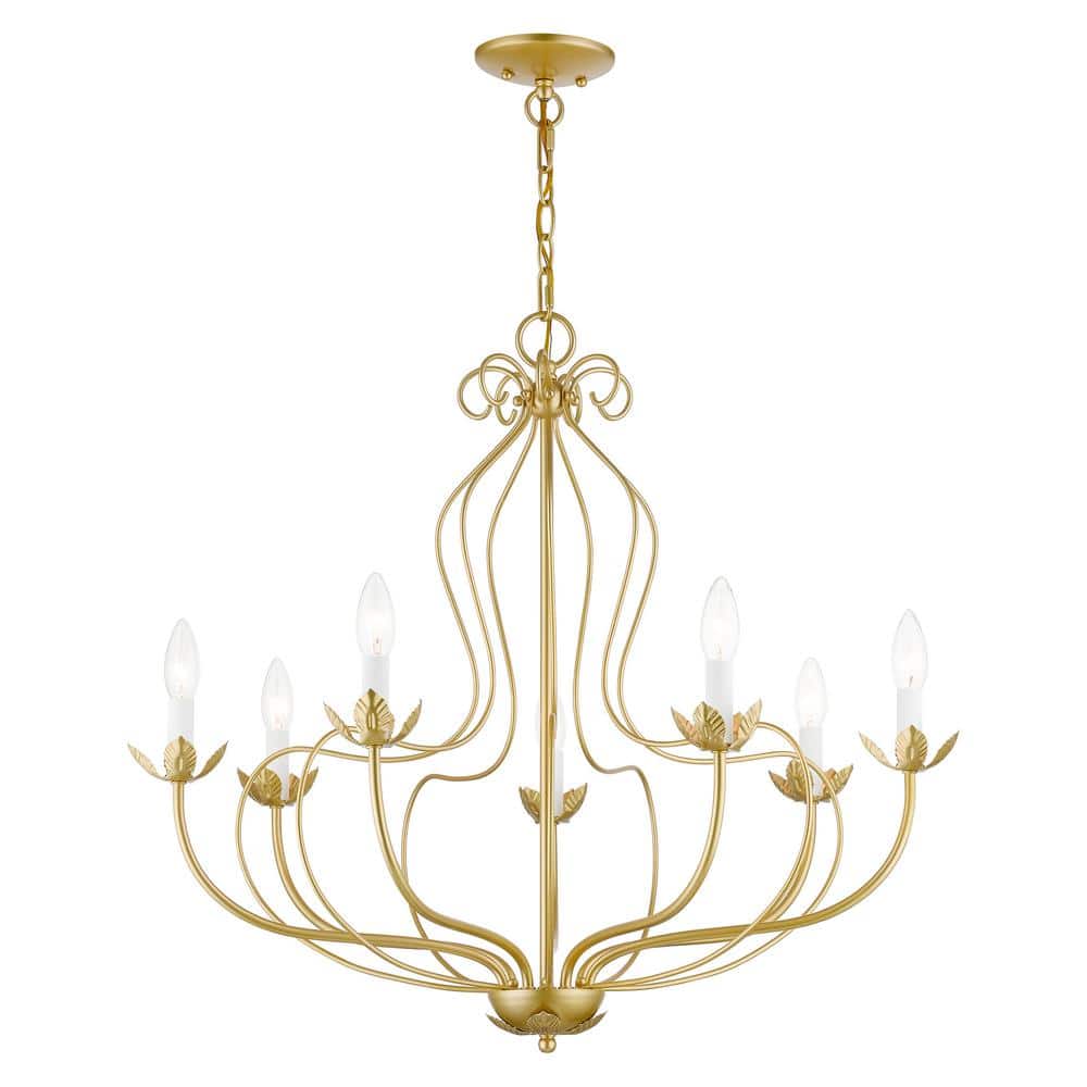 Katarina Graceful Floral 7-Light Chandelier in Soft Gold