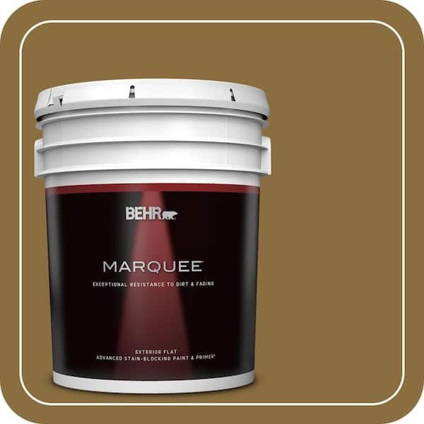 BEHR MARQUEE 5 Gal. #S310-7A Vintage Brass Flat Exterior Paint and Primer