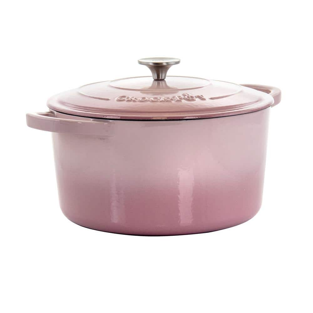 Crock-Pot Artisan 7 qt. Enameled Cast Iron Dutch Oven in Blush Pink  985118099M - The Home Depot