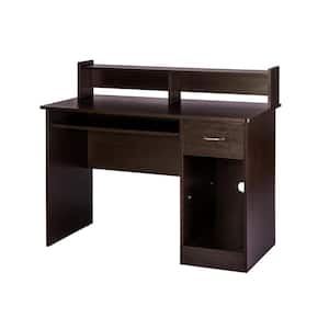 44 in. Rectangular Espresso 1 Drawer Computer Desk with Keyboard Tray