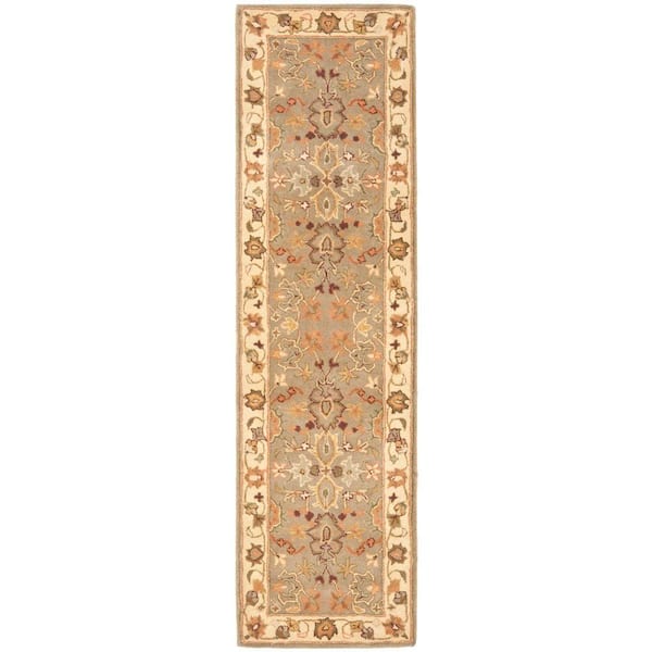 SAFAVIEH Heritage Light Green/Beige 2 ft. x 16 ft. Border Runner Rug