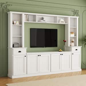 White Minimalist Entertainment Center Fits TV's up to 75 in. with Bridge and Adjustable Shelves