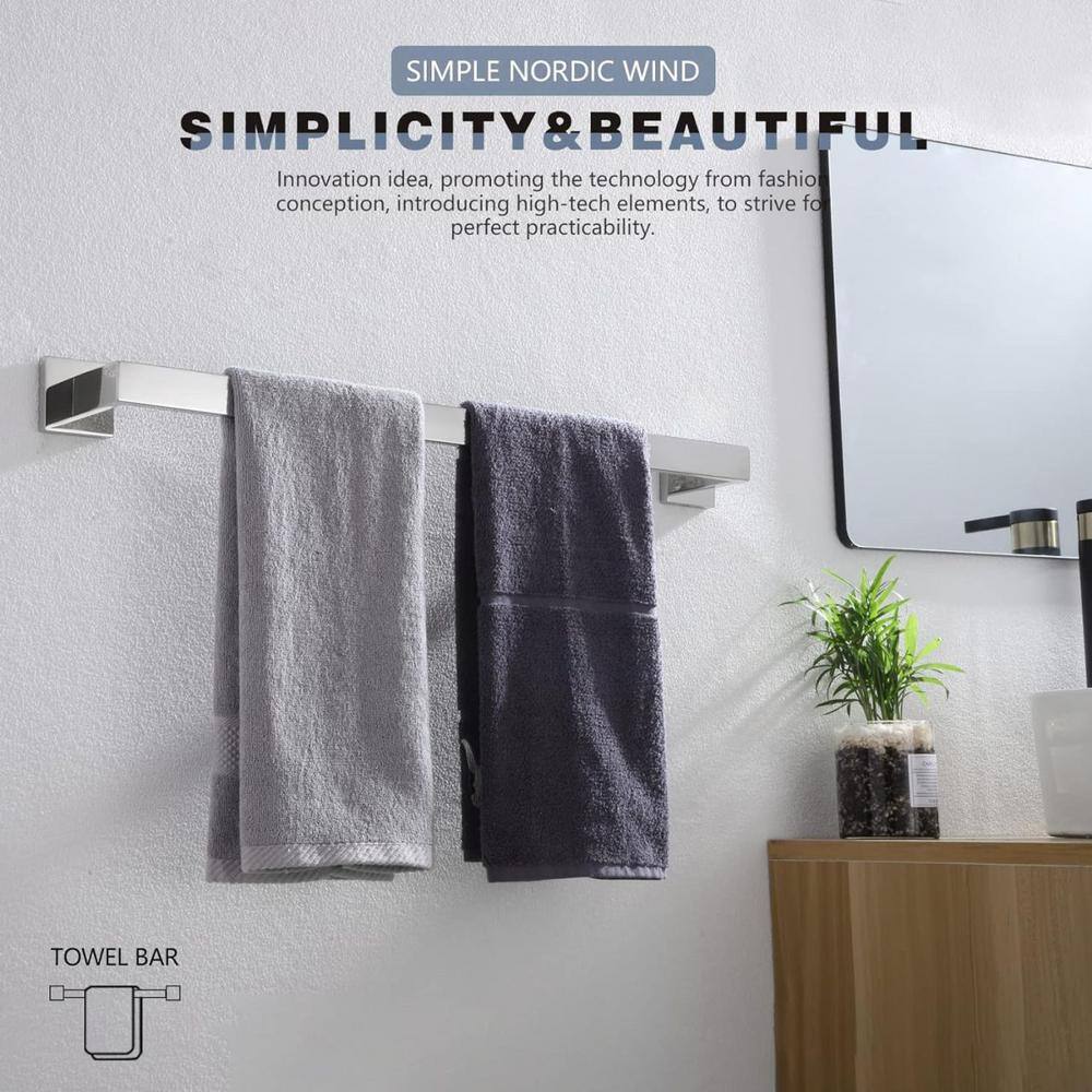 20-Inch Polished Chrome Stainless Steel Wall Mounted Towel Bar