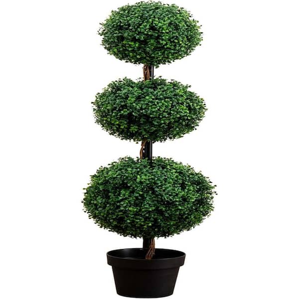 4 ft. Artificial Triple Ball Boxwood Topiary Tree (Indoor/Outdoor)