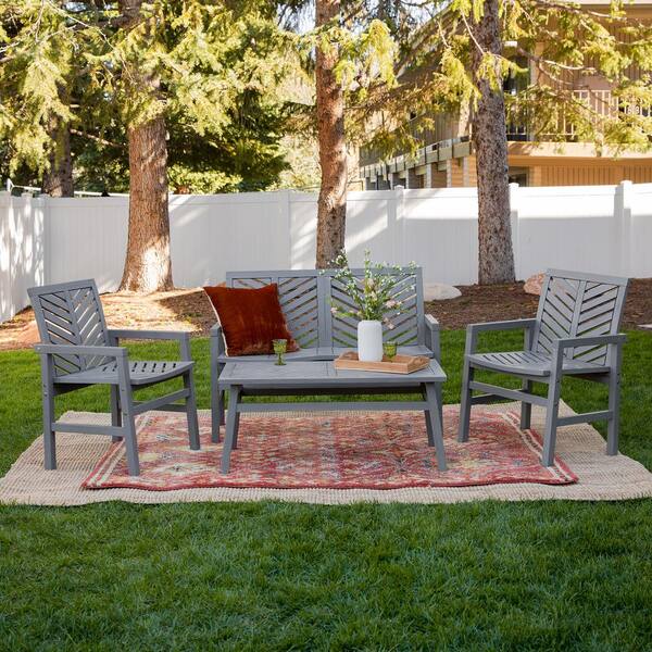 Reviews for Walker Edison Furniture Company Chevron Grey Wash 4Piece