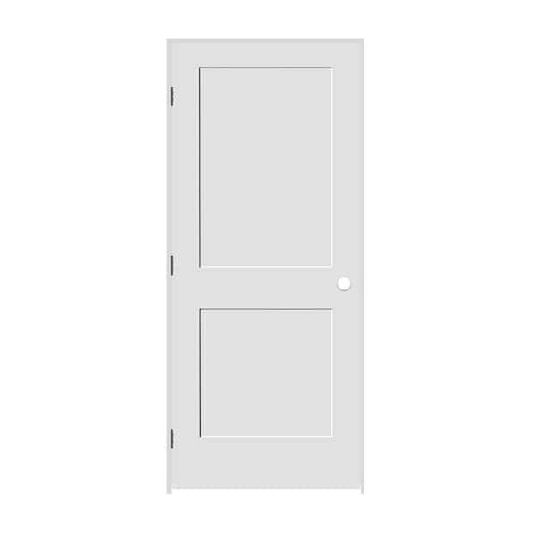 CODEL DOORS 30 in. x 80 in. 2-Panel Right Handed Solid Primed White MDF Wood Single Prehung Interior Door with Matte Black Hinges
