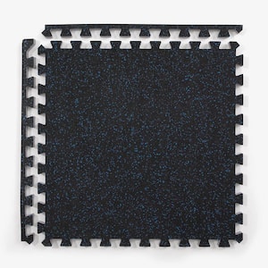Blue 2 ft. W x 2 ft. L x 3/4 in. Thick Soft Rubber Interlocking Gym Flooring Tiles (20 Tiles, 80 sq. ft.)