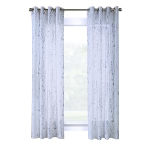 Primavera White Polyester Faux Linen 52 in. W x 84 in. L Grommet Indoor Light Filtering Curtain (Single Panel)