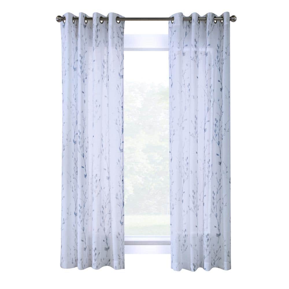 White Faux Linen Light-Filtering Grommet Curtain Panel, 52 x 95in