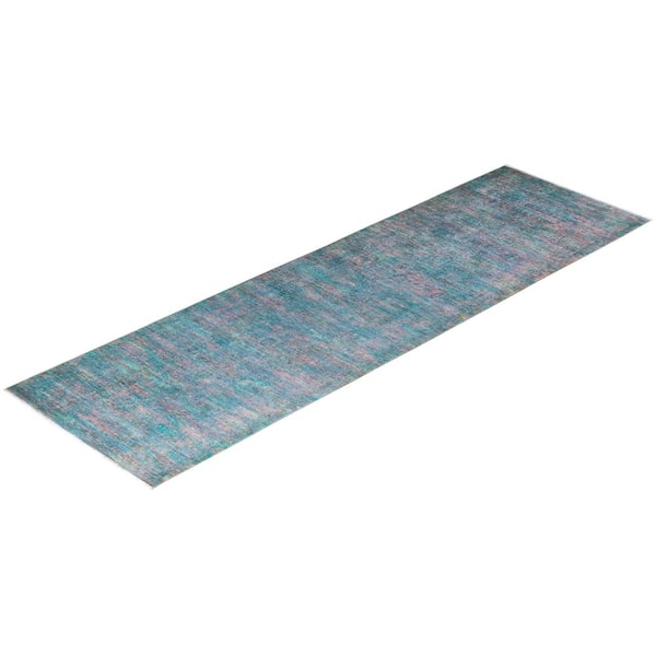 Overdyed Multi Color 3 ft. x 11 ft. Solid Wool Indoor Runner Rug