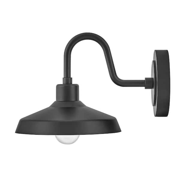 HINKLEY Forge 1-Light Black Hardwired Outdoor Wall Lantern Sconce