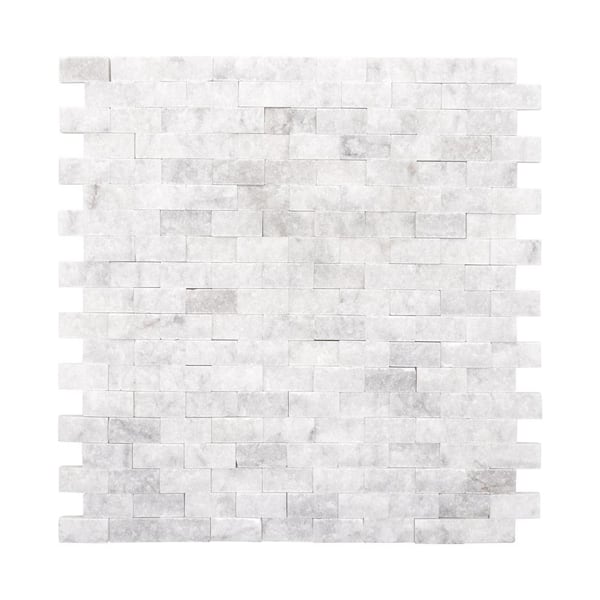 Interlooking White Marble 10.63 in. x 11.22 in. Natural Stone Peel and Stick Mosaic Tile (4.14 sq. ft./Case)