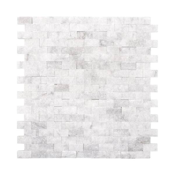 Peel And Stick Stone Backsplash Tiles - 5 Sheets 3D Marble Look For Kitchen & Fireplace