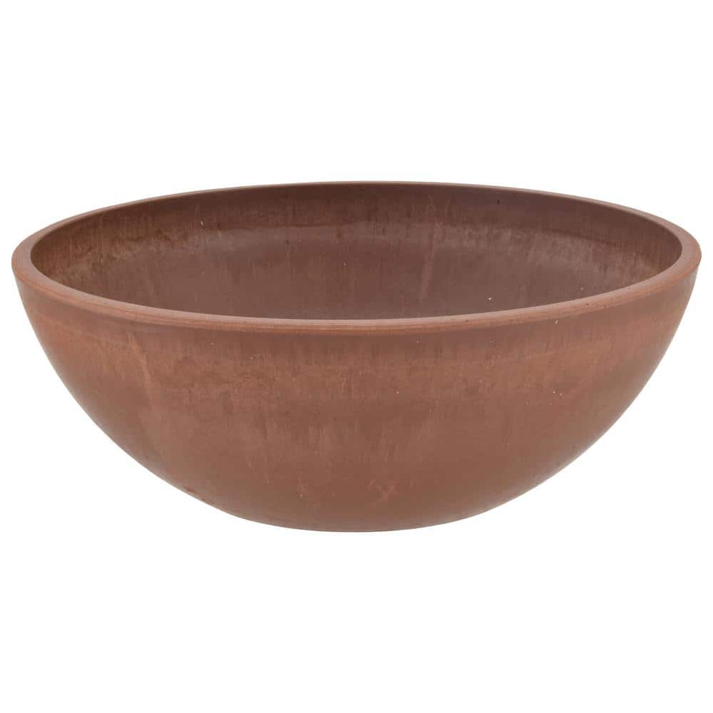 Terra Cotta Round Recycled Plastic Garden Bowl Planter, 8-inch
