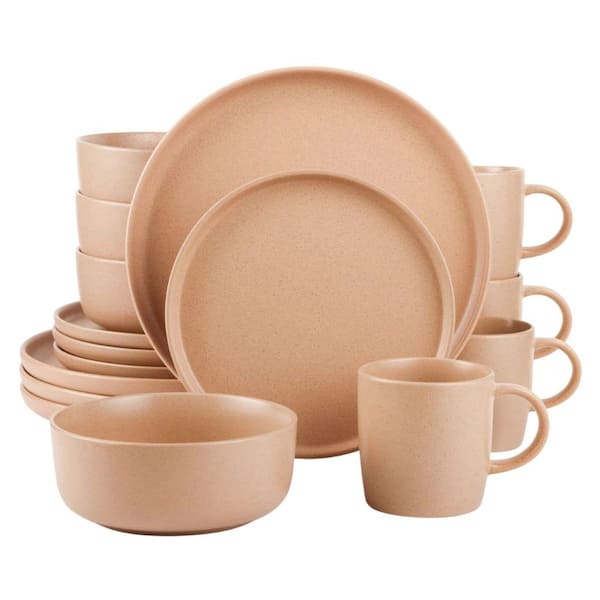 16-Piece Stoneware Dinnerware Set for 4, Chip and Scratch Resistant Plates and Bowls, Microwave and Dishwasher Safe