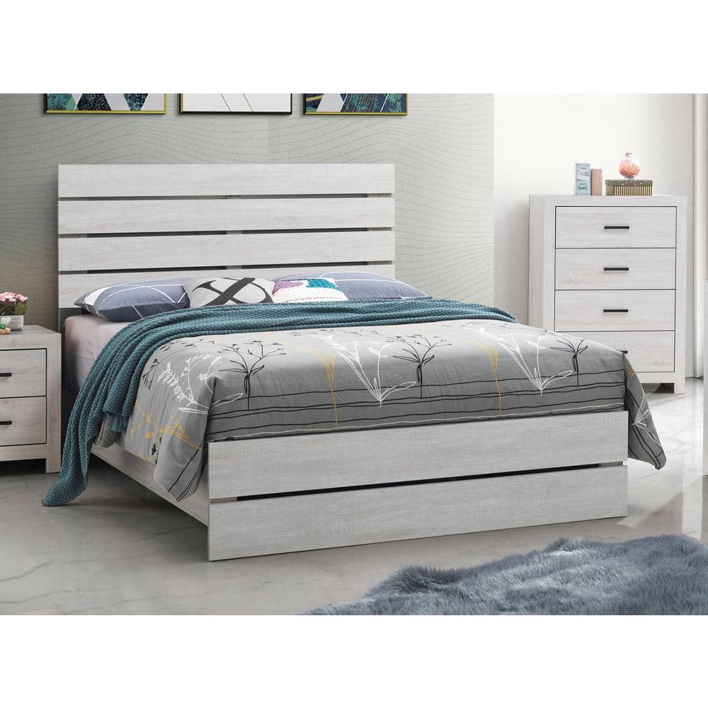 White Queen Panel Bed with Storage Drawers