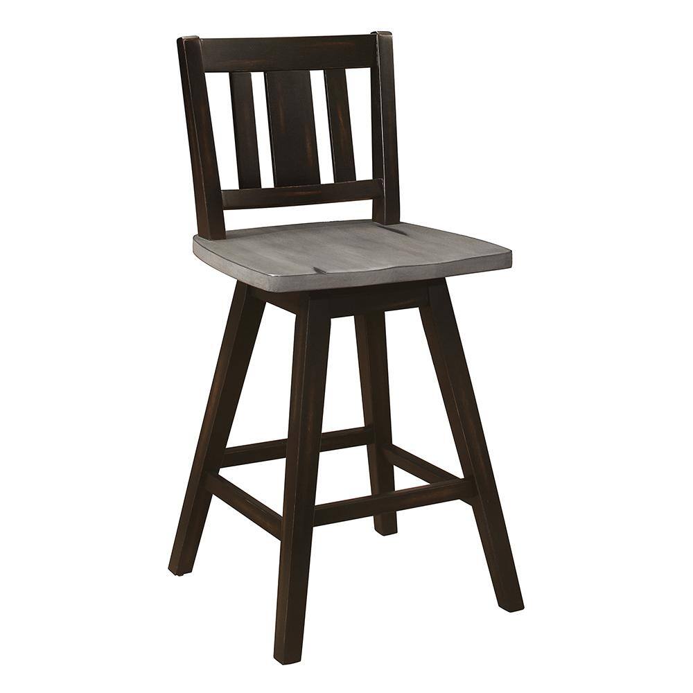 Amsonia Distressed Gray and Black Swivel Wood Counter Stools