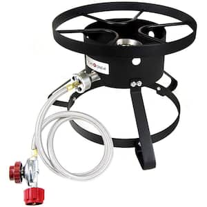 Outdoor Propane Outdoor Cooker with Propane Burner Regulator and Steel Braided Hose Red QCC