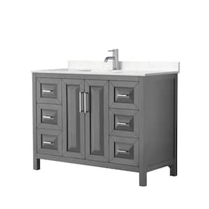 Daria 48in.Wx22 in.D Single Vanity in Dark Gray with Cultured Marble Vanity Top in Light-Vein Carrara with White Basin