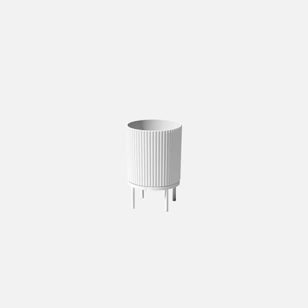Veradek Demi Medium White Plastic Round Planter with White Stand and Drainage Holes (15 in. L x 15 in. W x 22 in. H)
