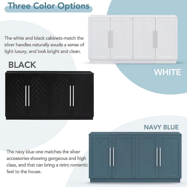 60.1 in. W x 15.8 in. D x 32 in. H White Linen Cabinet with