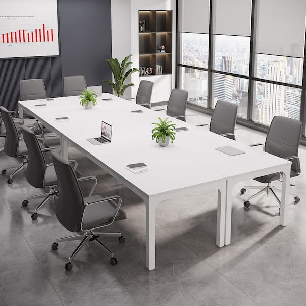 BYBLIGHT Moronia 4PCS Pure White Conference Room Table