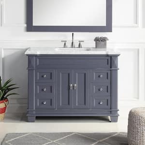 Dorian 48 in. W x 22 in. D x 35.63 in. H Single Sink Freestanding Bath Vanity in Charcoal Gray with Carrara Marble Top