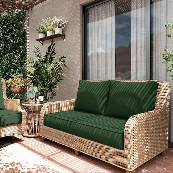 46 in. x 26 in. x 5 in. Outdoor Patio Replacement Loveseat Sofa Cushion Set with Backrest Green