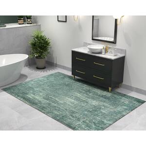 Cayetana Teal 8 ft. x 10 ft. Distressed Transitional Machine Washable Area Rug