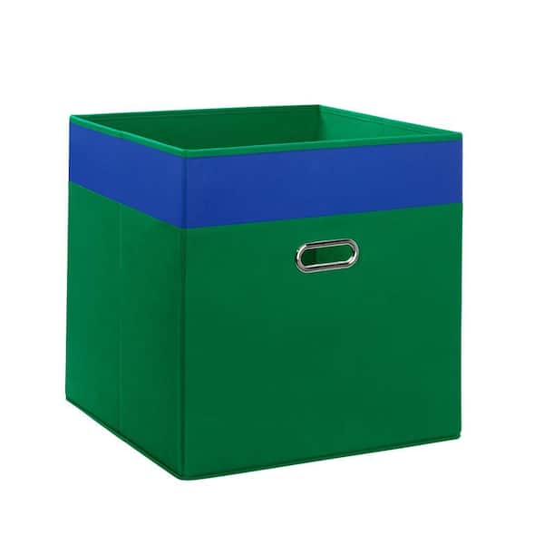RiverRidge Kids 16 in. x 16 in. 2-Tone Jumbo Folding Storage Bin in Green with Blue