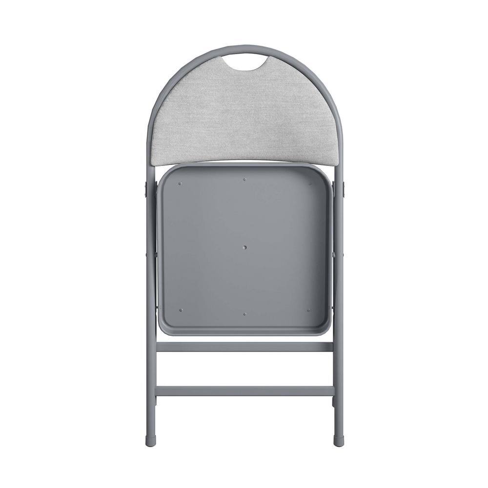 Gray Fabric and Metal Padded Folding Chair Set