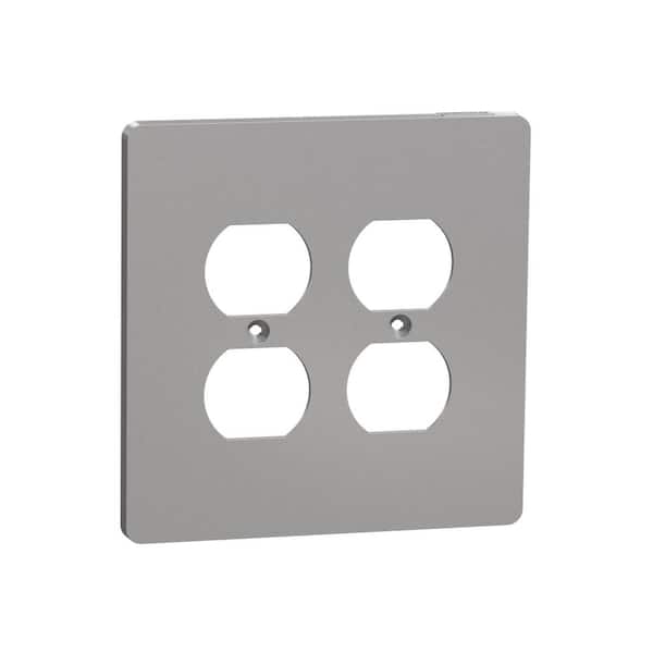 Square D X Series 2-Gang Midsize Plus Duplex Outlet Wall Plate Matte Gray