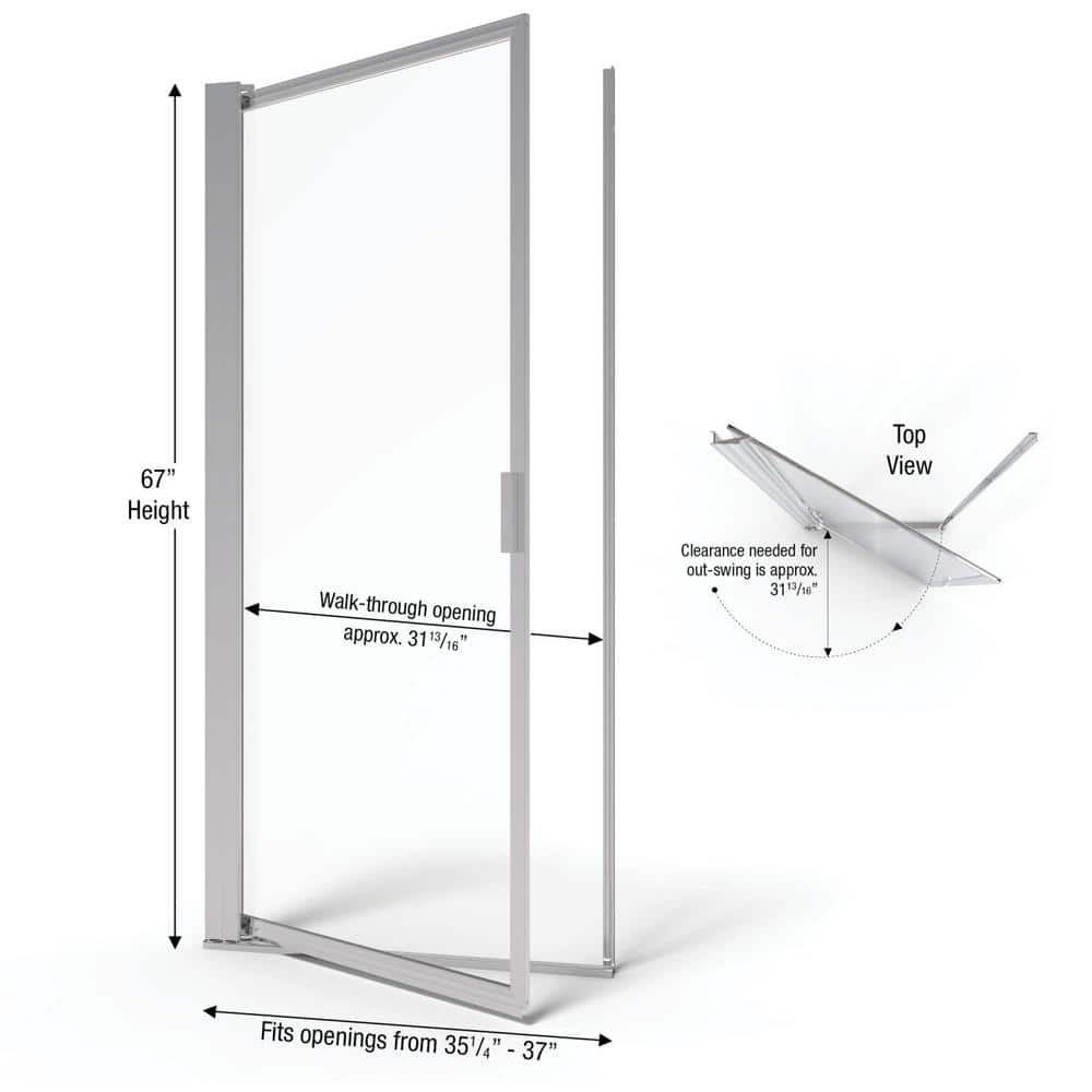 Sopora Chrome Framed Pivot Shower Door with Clear Glass