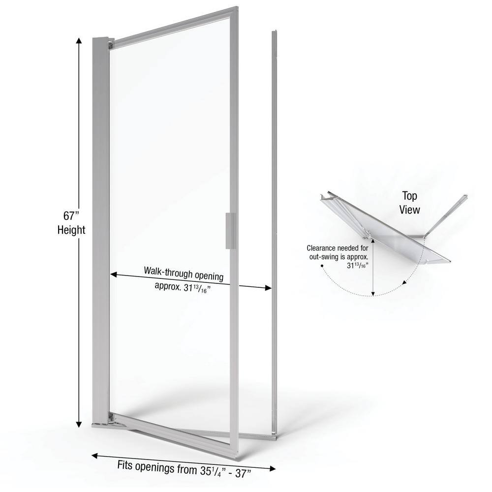 Sopora 37" x 67" Chrome Framed Pivot Shower Door