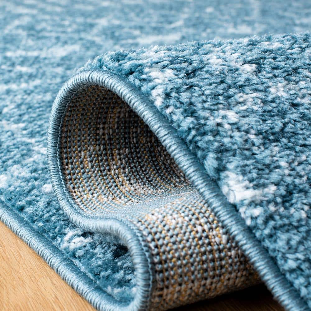 Reversible Turquoise/Blue Synthetic 8' x 10' Hand-knotted Area Rug