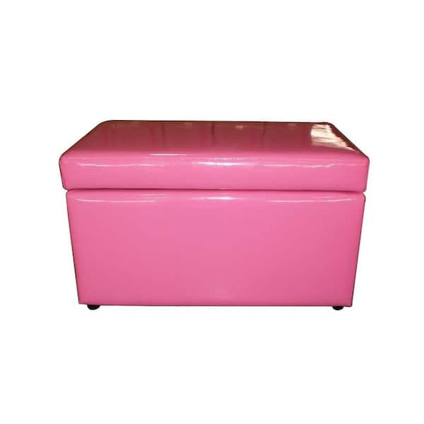 Noble House Pink Patent Leather Kids Storage Ottoman