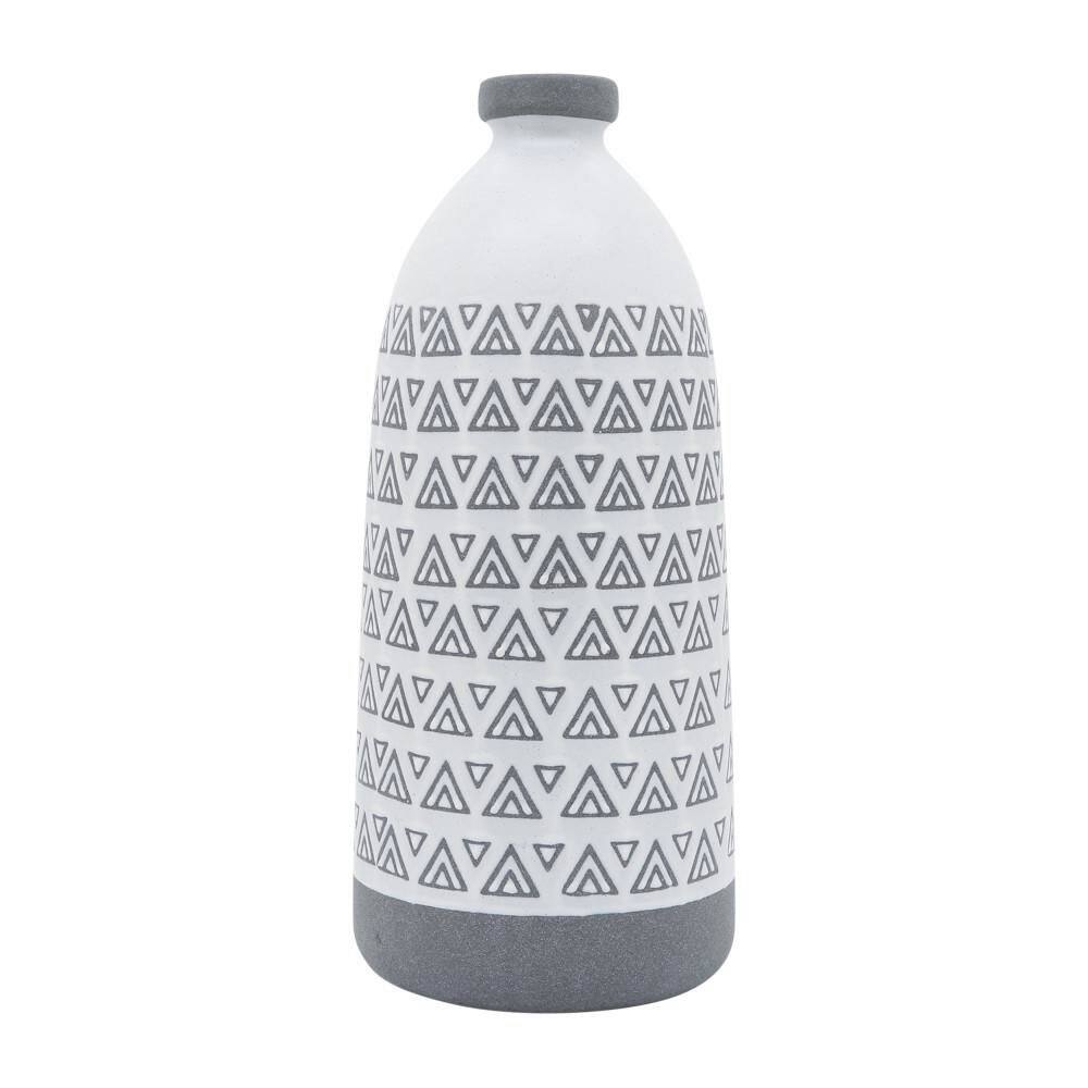 18 in. Gray Stoneware Bud Aztec Geometric Pattern Decorative Vase price history on PriceWatchPro