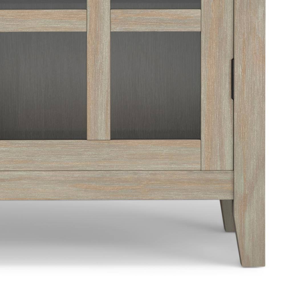 Distressed Grey Solid Wood 2-Door Accent Cabinet with Adjustable Shelves