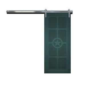 36 in. x 84 in. The Trailblazer Caribbean Wood Sliding Barn Door with Hardware Kit in Stainless Steel