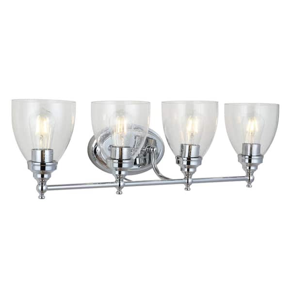 Marais 30 in. 4-Light Metal/Glass LED Chrome Wall Sconce