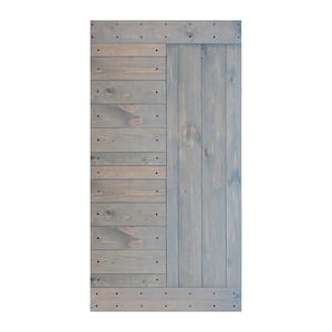 L Series 42 in. x 84 in. French Gray Finished Solid Wood Barn Door Slab - Hardware Kit Not Included