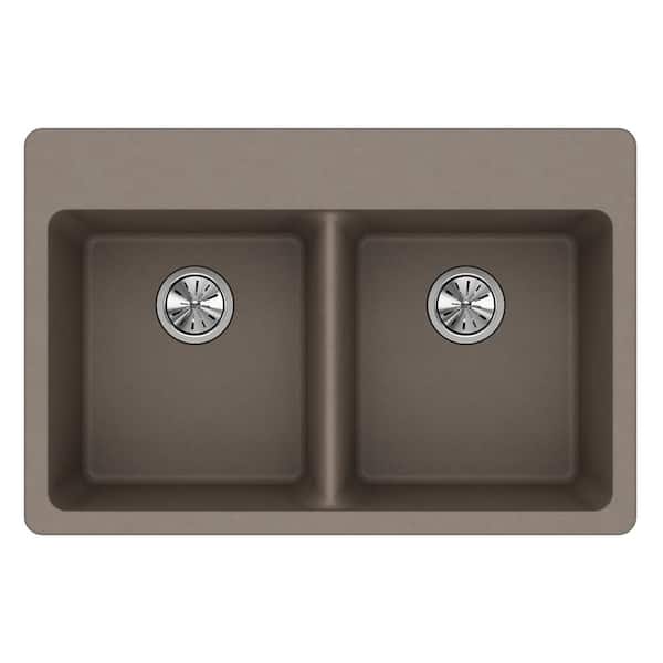 Elkay Quartz Classic Drop-In Composite 33 in. Double Basin Kitchen Sink in Greige