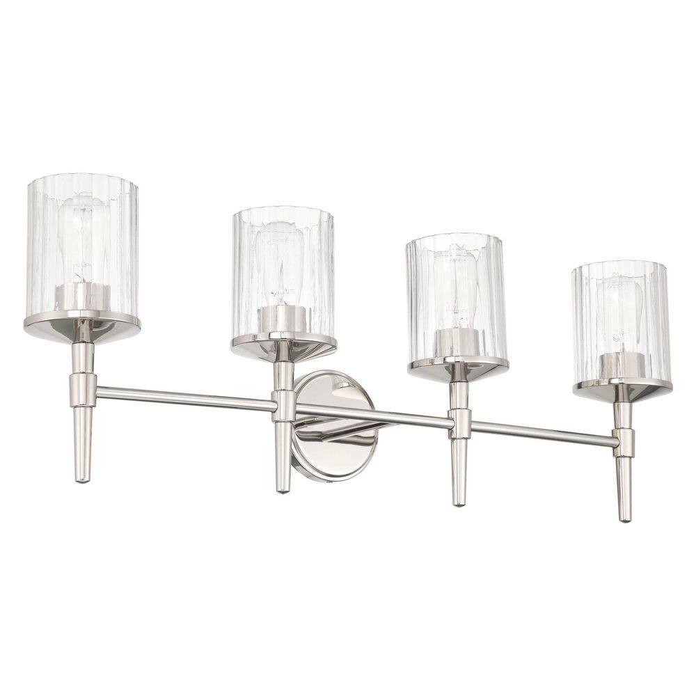 Andrea 32-in. 4-light Polished Nickel Vanity Light with Clear Ribbed Glass Shades price history on PriceWatchPro
