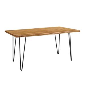 Ardor Black Natural Acacia Wood 60 in. in. in 4 Legs Dining Table for 6-Seats