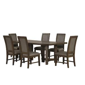 Brown and Gray Polyester Crossbuck Backrest Dining Chair (Set of 2)