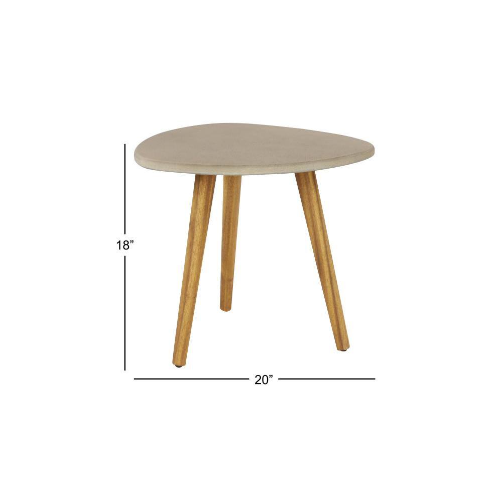 Gray Triangle Acacia Wood Outdoor Accent Table