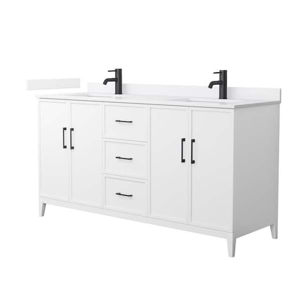 Wyndham Collection Elan 66 in. W x 22 in. D x 35 in. H Double Bath Vanity in White with White Cultured Marble Top