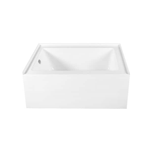 Aqua Eden 60 in. x 32 in. Acrylic Rectangular Alcove Soaking Bathtub with Left Drain in Glossy White/Polished Chrome