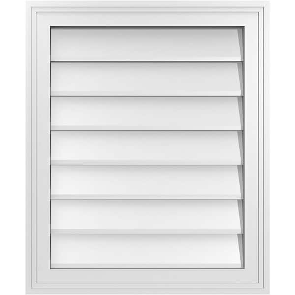 Ekena Millwork 20" x 24" Vertical Surface Mount PVC Gable Vent: Non-Functional with Brickmould Frame