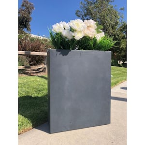 22 in. x 9 in. x 27 in. Lightweight Concrete Modern High Charcoal Planter